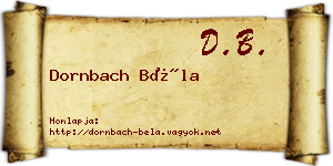 Dornbach Béla névjegykártya